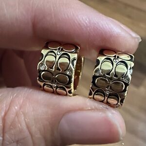 New Coach Gold Patterned Hoop Earrings